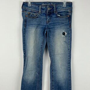 American Eagle Jeans Waist 30 Inseam 30 Rise 7 Blue Slim Boot Cotton Spandex